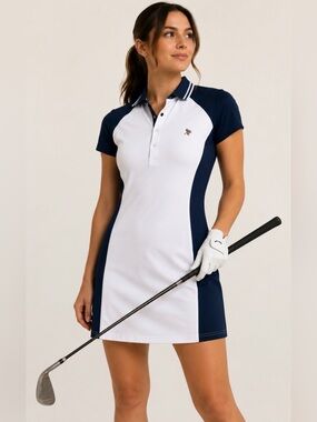 RLX RALPH LAUREN Color-Blocked A-Line Polo Women's Short Sleeve Golf Dress XS/S